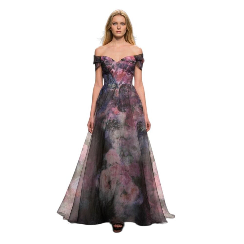 Rene Ruiz Collection | Purple Multi-Color Organza Gown | NWT | Size 12